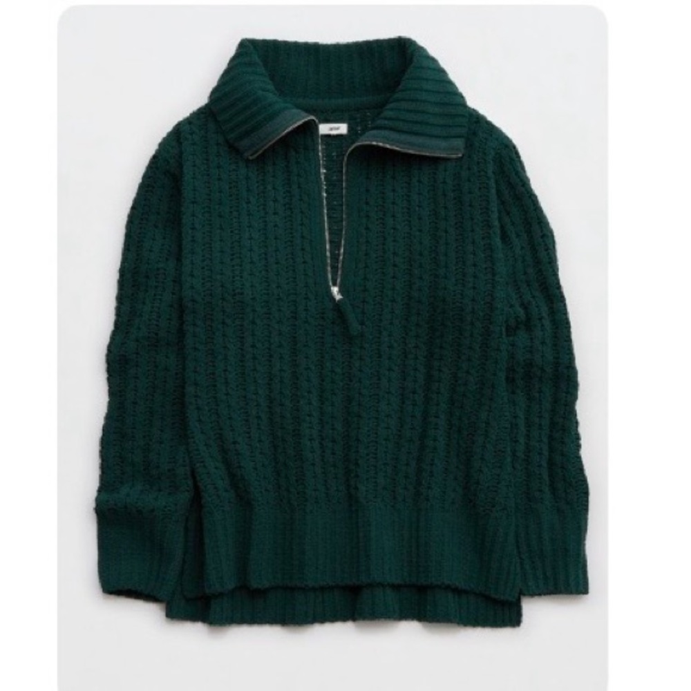 Aerie Cable Car Quarter Zip Sweater